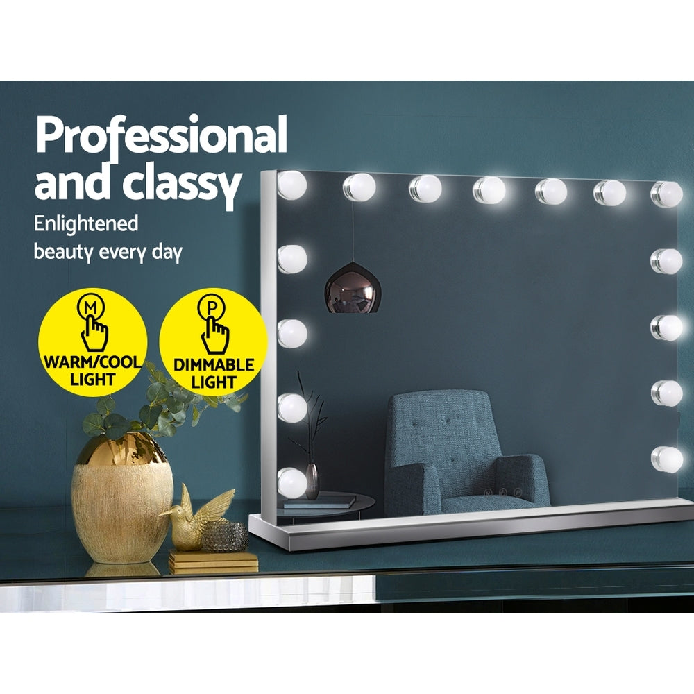 Glamour Touch LED Lighted Vanity Mirror with Adjustable Brightness - 58cm x 46cm