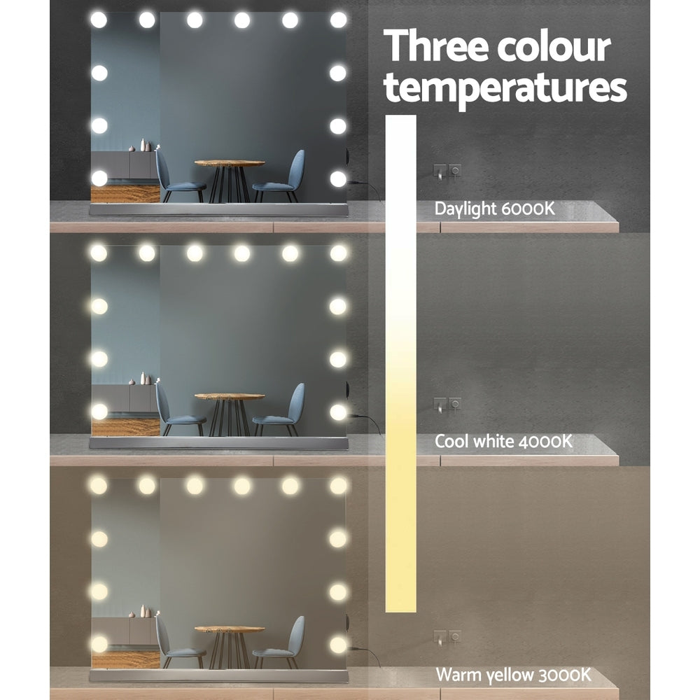 Glamour Touch LED Lighted Vanity Mirror with Adjustable Brightness - 58cm x 46cm
