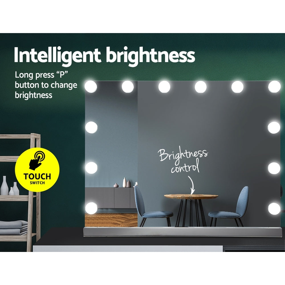 Glamour Touch LED Lighted Vanity Mirror with Adjustable Brightness - 58cm x 46cm