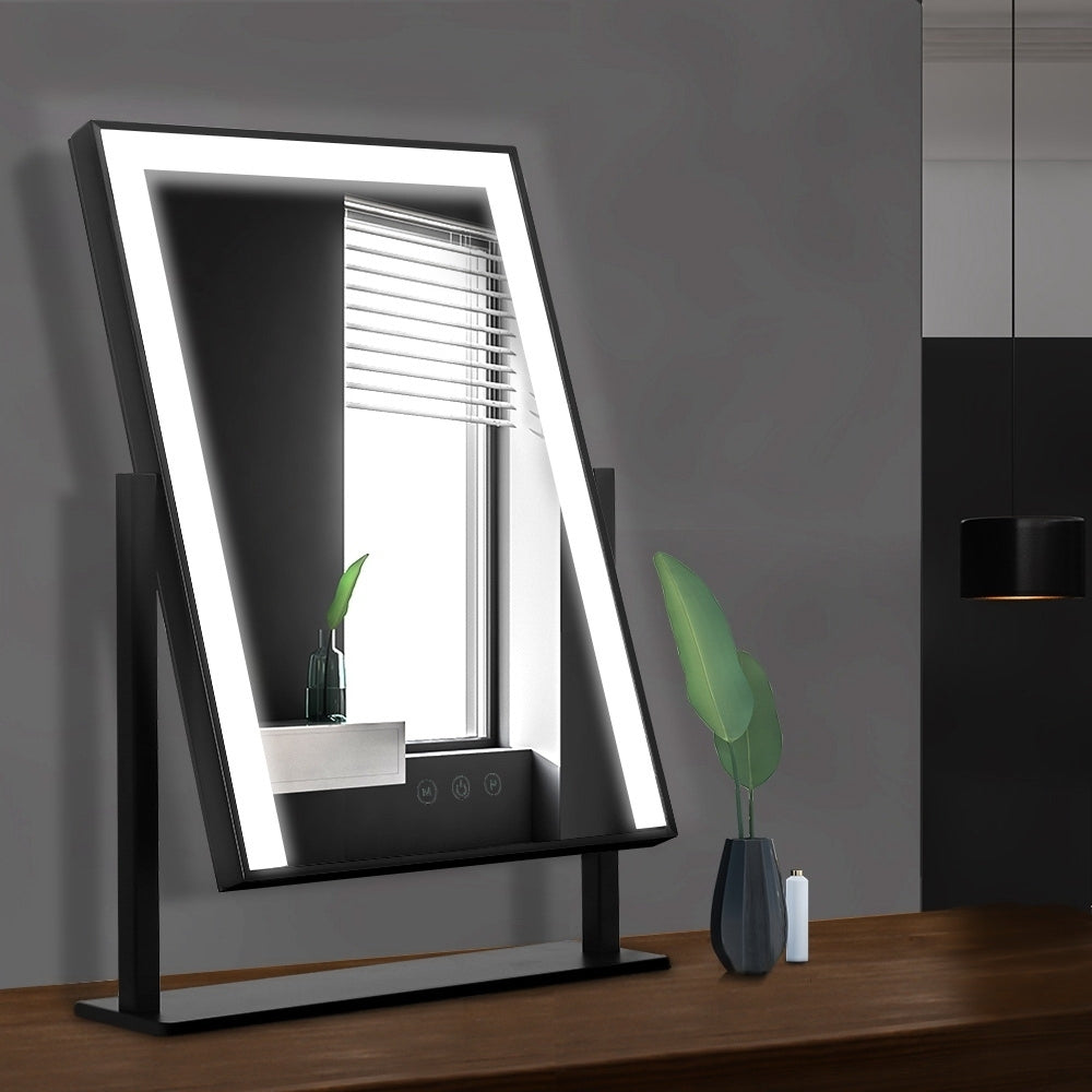 Hollywood Glam LED Vanity Makeup Mirror with Touch Control - Black Tabletop Design