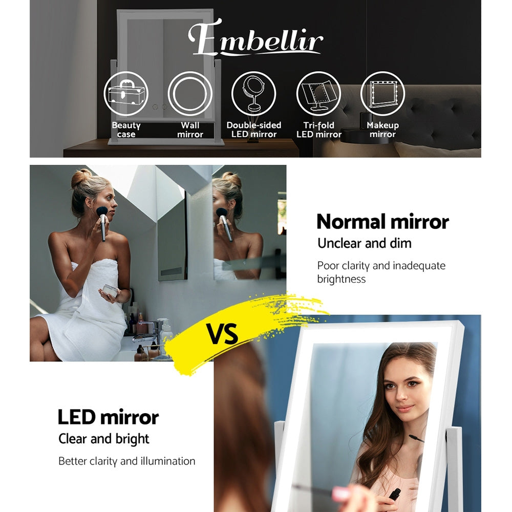 Illuminated Hollywood Vanity Makeup Mirror with Adjustable LED Lights - White