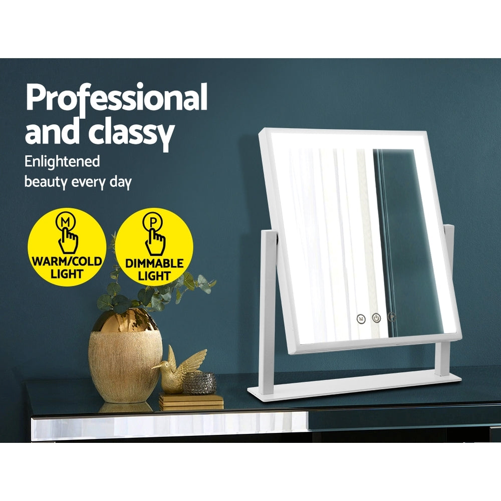 Illuminated Hollywood Vanity Makeup Mirror with Adjustable LED Lights - White