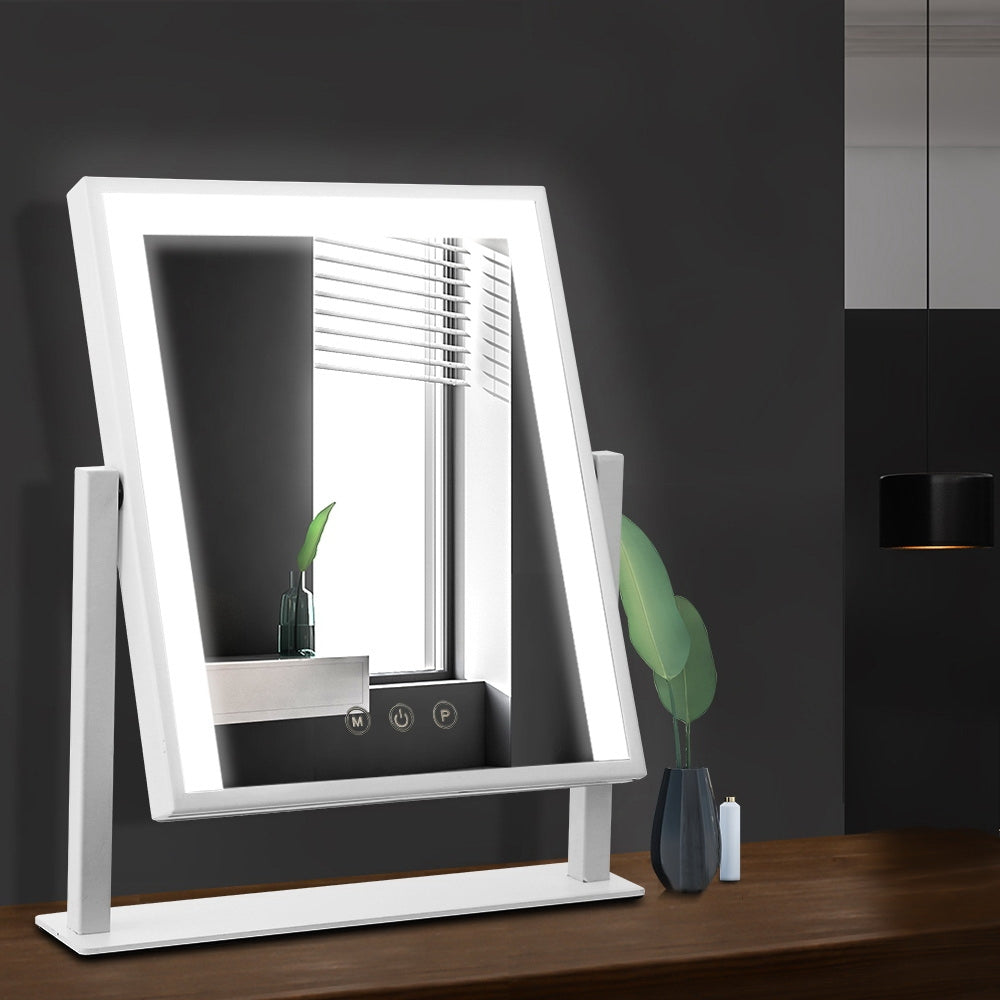 Illuminated Hollywood Vanity Makeup Mirror with Adjustable LED Lights - White