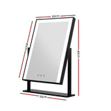 Illuminated Hollywood Style Makeup Mirror with Adjustable LED Light Strip for Tabletop Vanity - Front View