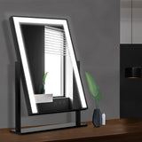 Illuminated Hollywood Style Makeup Mirror with Adjustable LED Light Strip for Tabletop Vanity - Close-Up Angle