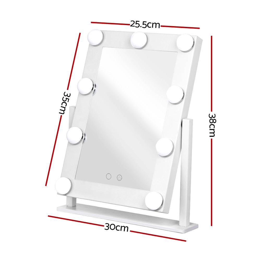 Dimmable LED Rotating Makeup Mirror - White