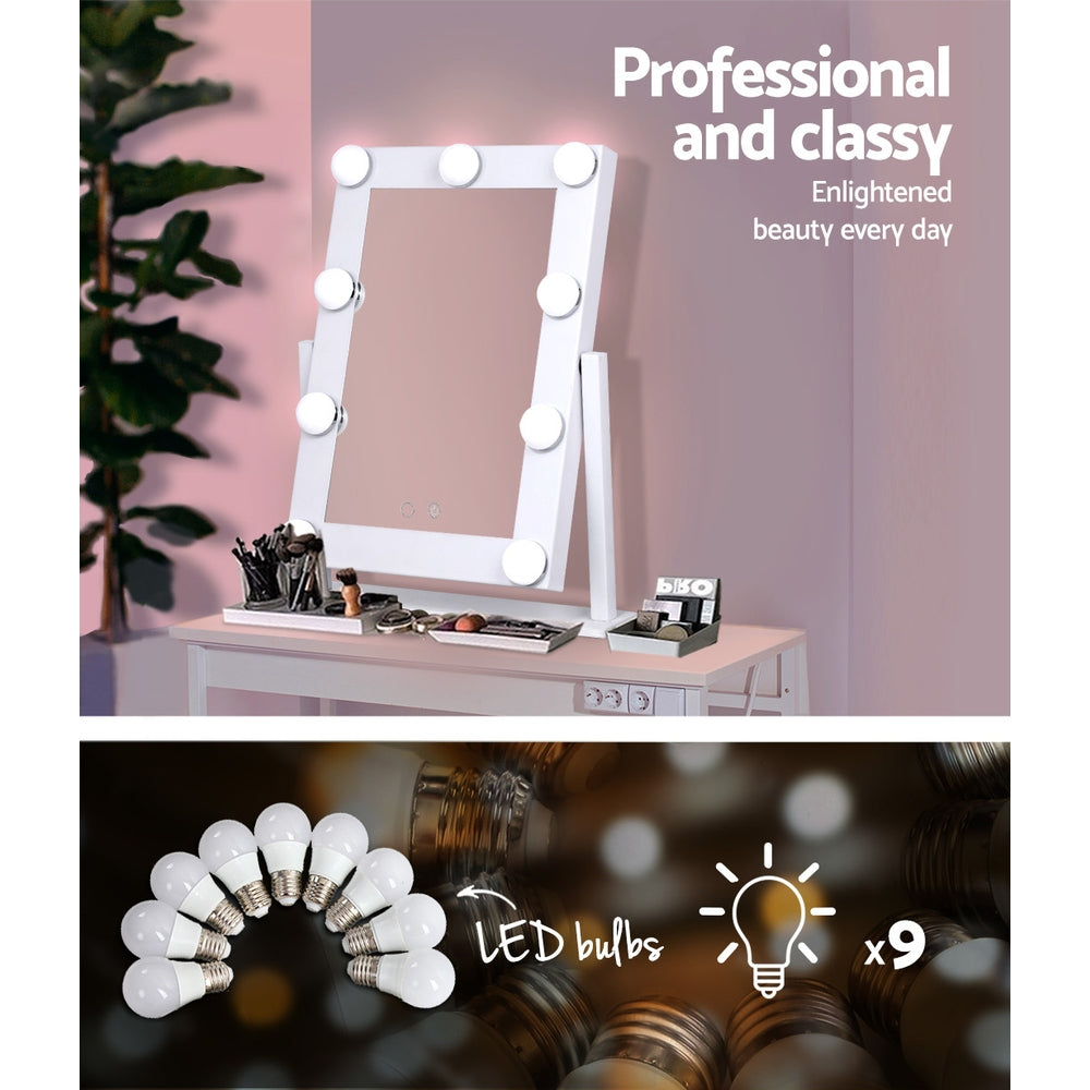 Dimmable LED Rotating Makeup Mirror - White