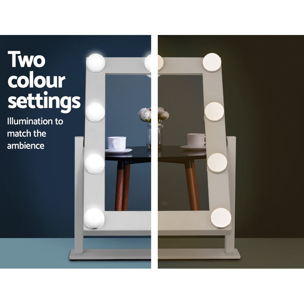 Dimmable LED Rotating Makeup Mirror - White