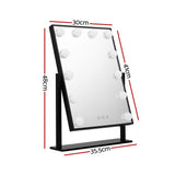 Illuminated Rotating Makeup Mirror - Elegant Black Design - Front View