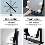 Illuminated Rotating Makeup Mirror - Elegant Black Design - Rear View