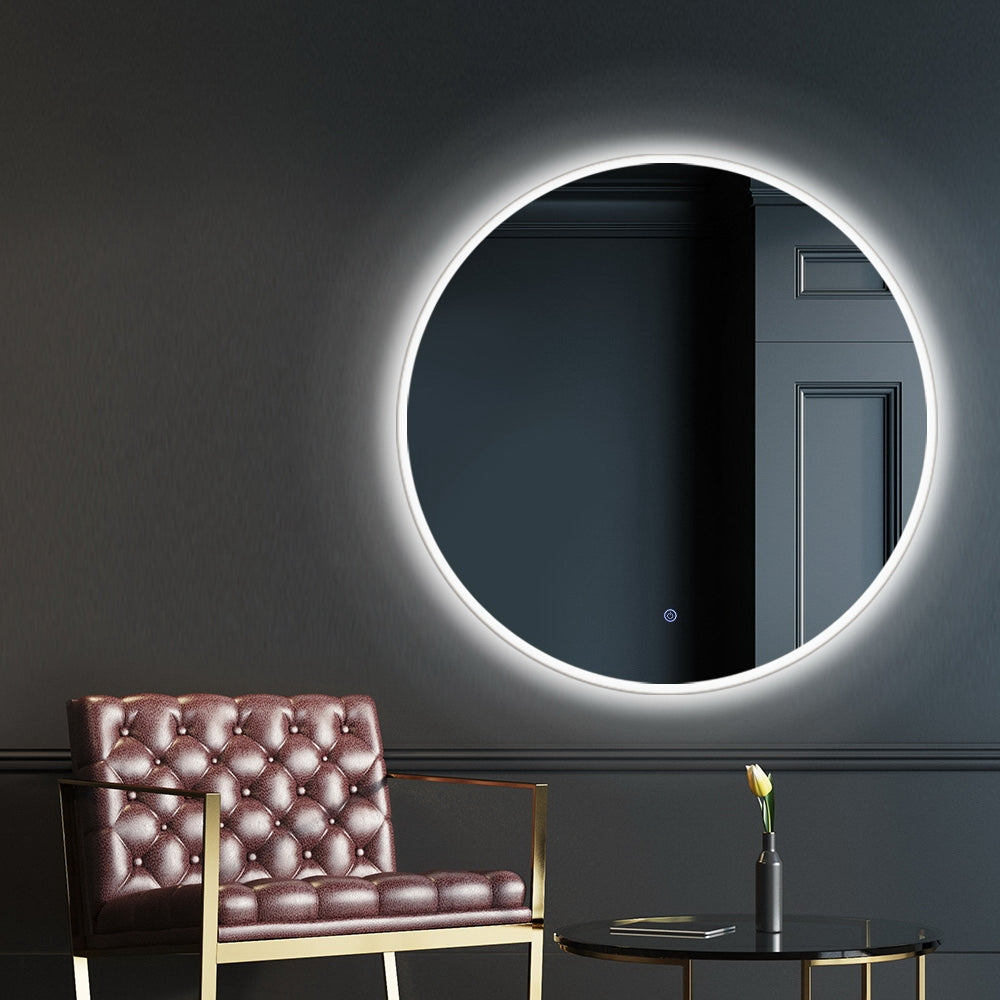 Large 60CM LED Illuminated Round Bathroom Wall Mirror with Anti-Fog Feature