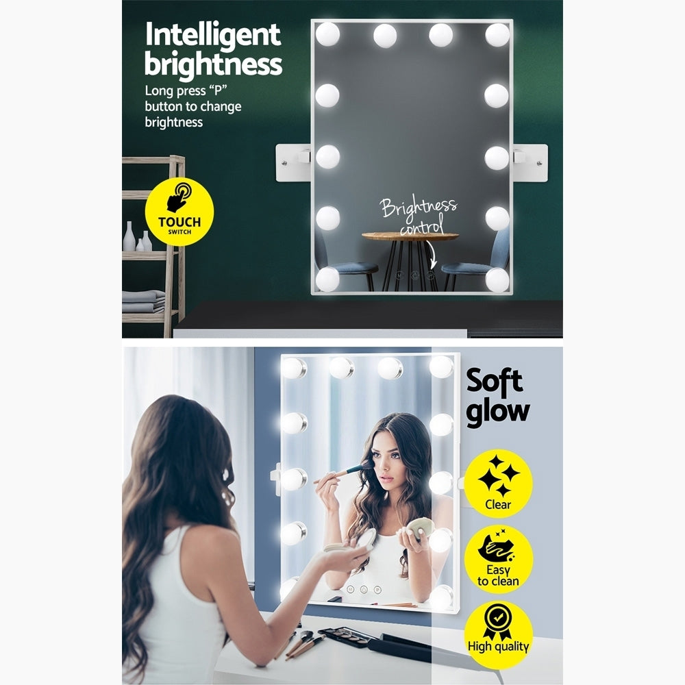 Glamourous LED Makeup Vanity Mirror with Adjustable Lighting and 360° Rotation