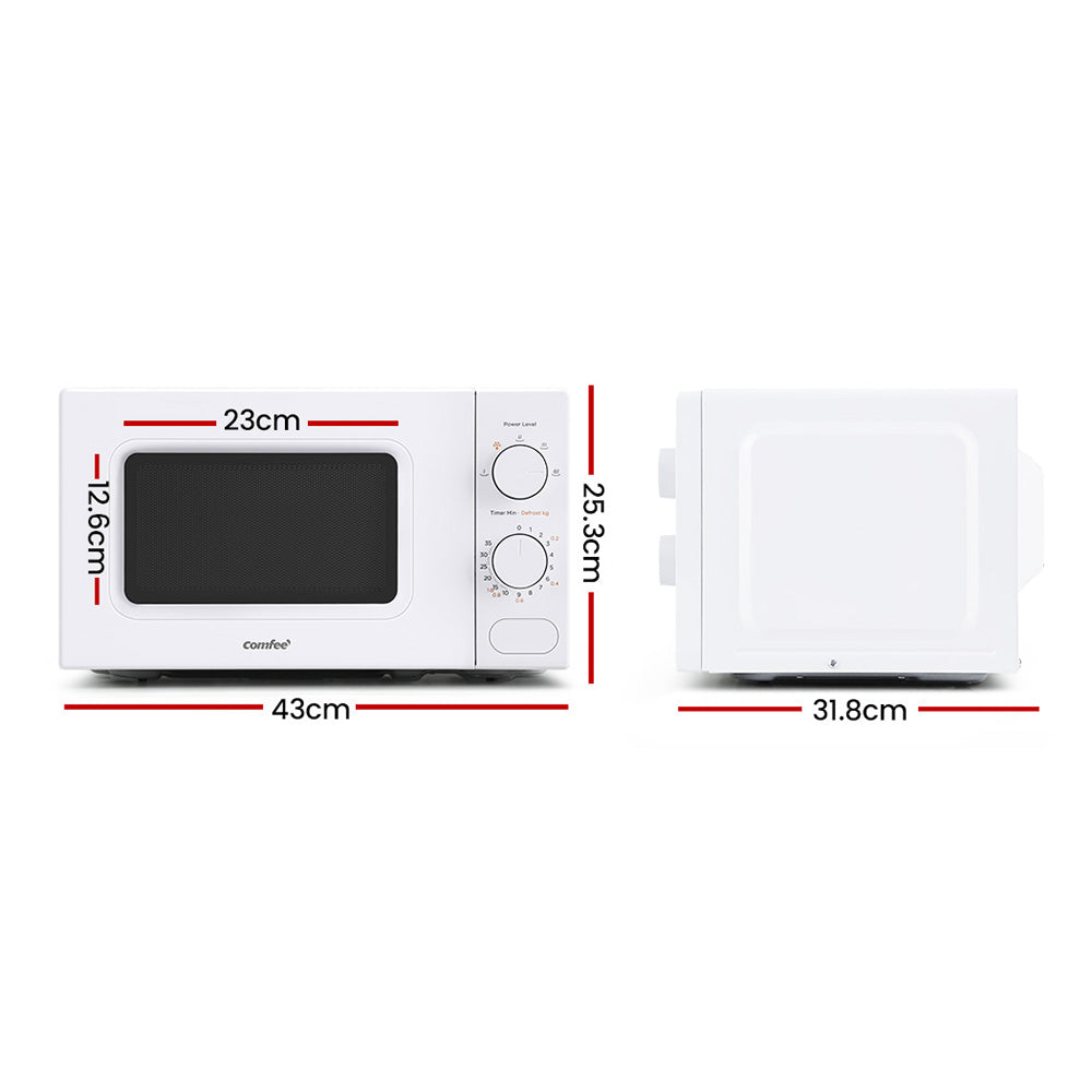 Comfee 20L 700W Countertop Microwave Oven - Stylish White Kitchen Cooker with Multi-Stage Cooking and Quick Defrost