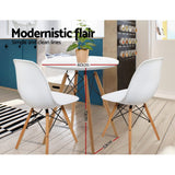 Retro White Round Dining Table for 4 - 60cm Cafe Kitchen Timber MDF - 45-Degree Angle