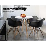 Retro White Round Dining Table for 4 - 60cm Cafe Kitchen Timber MDF - Rear View
