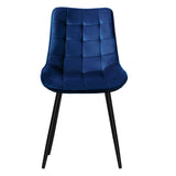 Set of 2 Luxurious Blue Velvet Dining Chairs by Artiss - Top-Down View