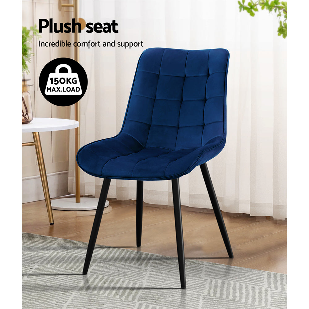 Set of 2 Luxurious Blue Velvet Dining Chairs by Artiss