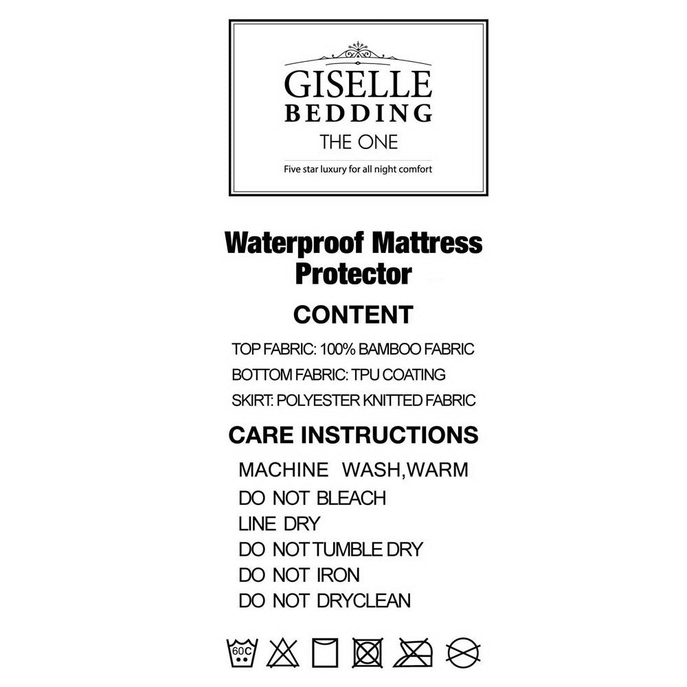Giselle Bedding Double Bamboo Mattress Protector with Waterproof PU Coating