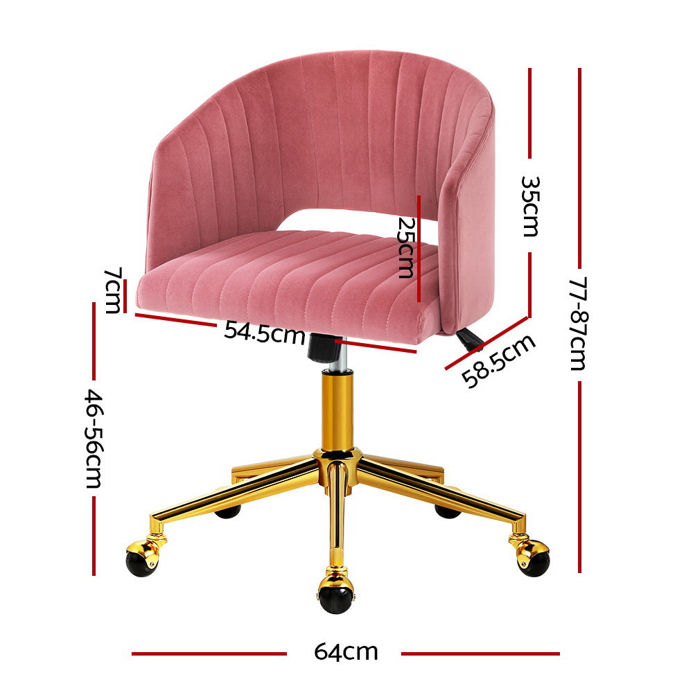 Monroe Vintage Velvet Executive Office Chair with Adjustable Features in Pink
