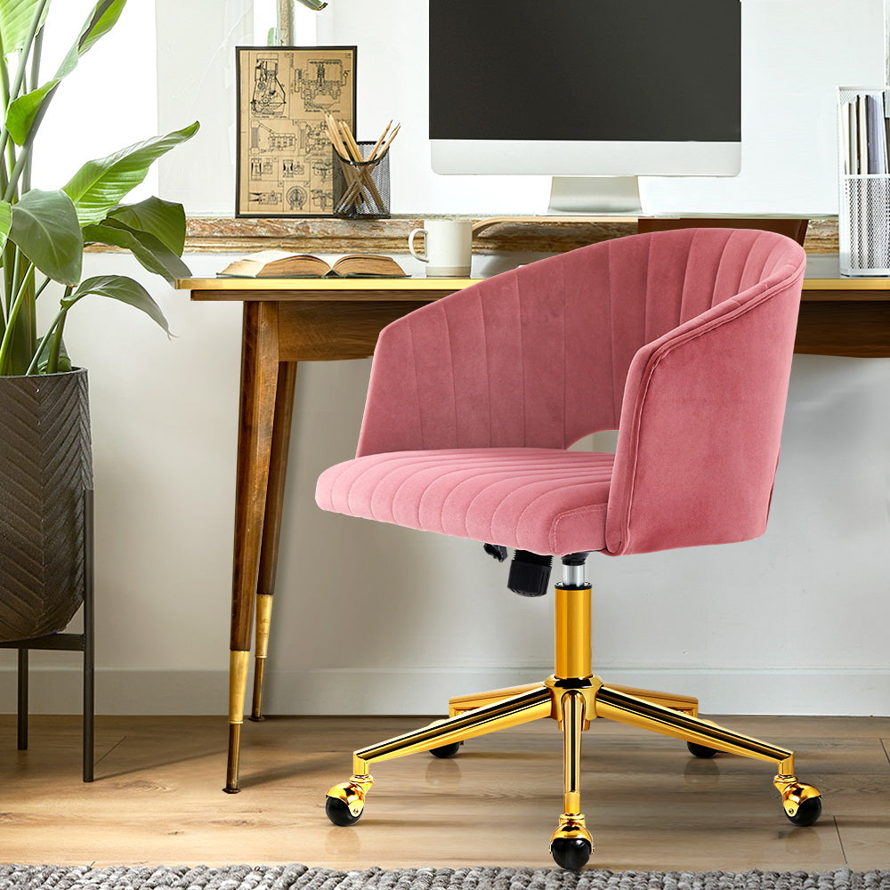 Monroe Vintage Velvet Executive Office Chair with Adjustable Features in Pink