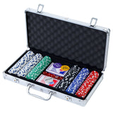 Deluxe 300-Piece Poker Chip Set for Texas Hold'em with Dice and Cards in Lockable Aluminum Case