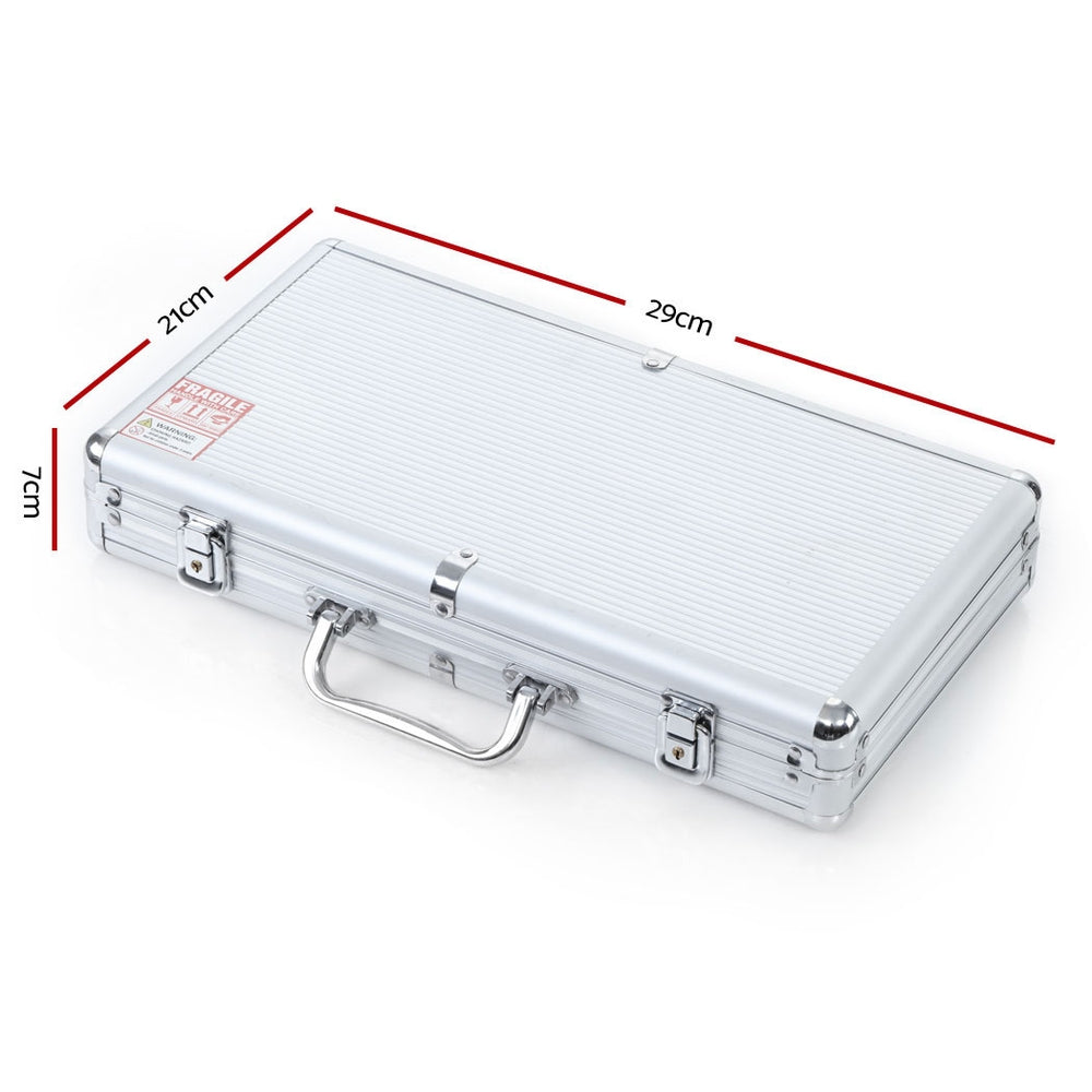 Deluxe 300-Piece Poker Chip Set for Texas Hold'em with Dice and Cards in Lockable Aluminum Case
