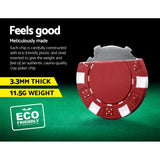 Deluxe 300-Piece Poker Chip Set for Texas Hold'em with Dice and Cards in Lockable Aluminum Case - Top-Down View