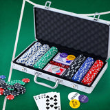 Deluxe 300-Piece Poker Chip Set for Texas Hold'em with Dice and Cards in Lockable Aluminum Case - Close-Up Angle