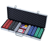Deluxe 500-Piece Poker Chip Set with Cards, Dice, and Lockable Aluminum Case for Texas Hold'em Casino Games