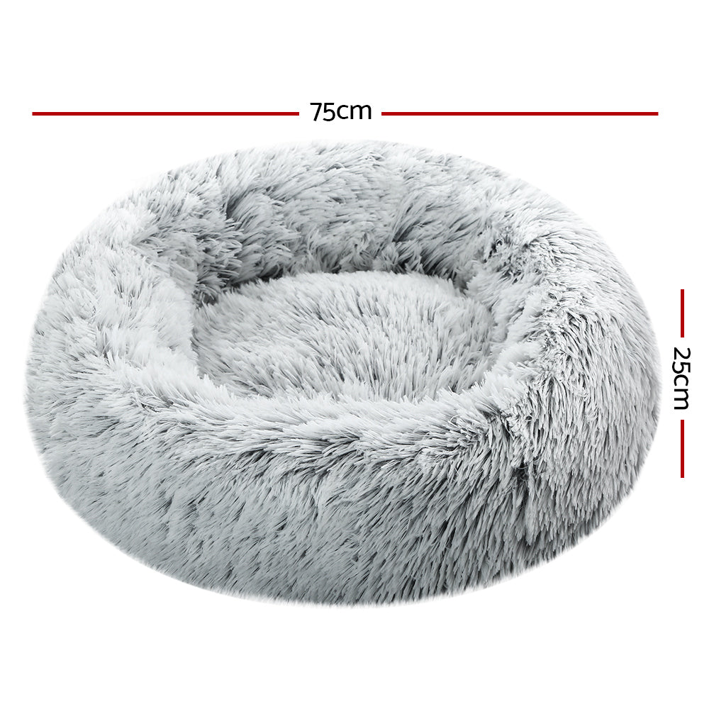 Calming Cave Pet Bed for Dogs and Cats - Medium 75cm Charcoal, Washable & Comfy Design