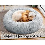 Calming Cave Pet Bed for Dogs and Cats - Medium 75cm Charcoal, Washable & Comfy Design - Low Angle