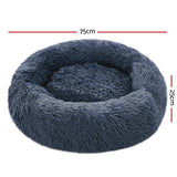 Calming Cave Pet Bed for Dogs and Cats – Medium Dark Grey, Washable and Comfy 75cm - Side View