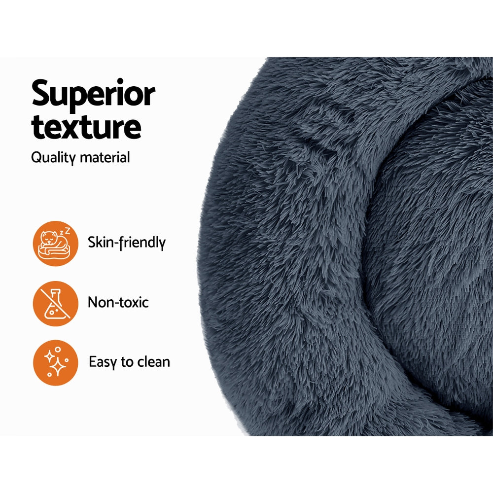 Calming Cave Pet Bed for Dogs and Cats – Medium Dark Grey, Washable and Comfy 75cm