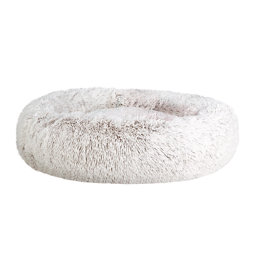 Luxury i.Pet Large Dog and Cat Bed - 90cm White with Brown Accents