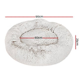 Luxury i.Pet Large Dog and Cat Bed - 90cm White with Brown Accents - Side View