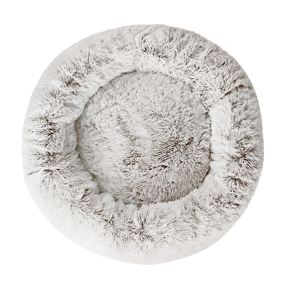 Luxury i.Pet Large Dog and Cat Bed - 90cm White with Brown Accents
