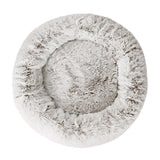 Luxury i.Pet Large Dog and Cat Bed - 90cm White with Brown Accents - Top-Down View