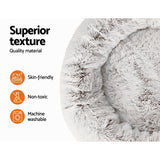 Luxury i.Pet Large Dog and Cat Bed - 90cm White with Brown Accents - 45-Degree Angle