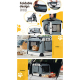 i.Pet Pet Carrier Soft Crate Dog Cat Travel 70x52CM Portable Foldable Car Large - Low Angle