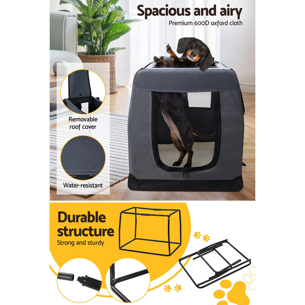 i.Pet Portable Soft Crate for Dogs and Cats - Foldable Travel Carrier with Mesh Windows