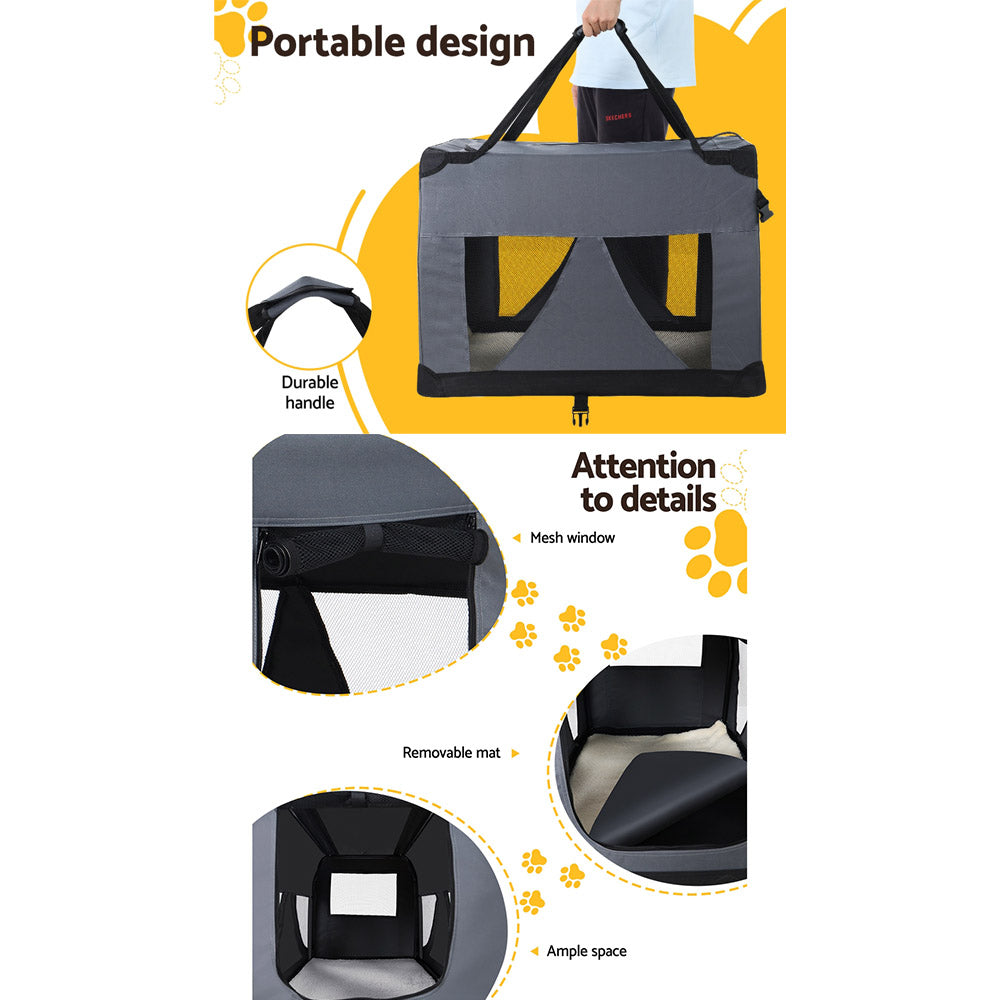 i.Pet Portable Soft Crate for Dogs and Cats - Foldable Travel Carrier with Mesh Windows
