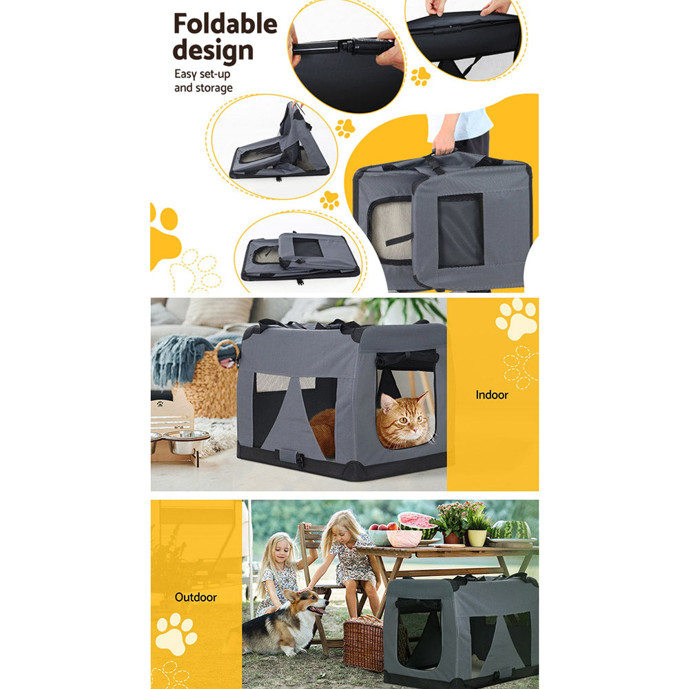 i.Pet Portable Soft Crate for Dogs and Cats - Foldable Travel Carrier with Mesh Windows