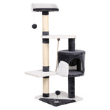Deluxe 112cm Multi-Level Cat Tree with Scratching Posts, Condo and Plush Perches - Front View