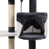 Deluxe 112cm Multi-Level Cat Tree with Scratching Posts, Condo and Plush Perches - Close-Up Angle