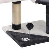Deluxe 112cm Multi-Level Cat Tree with Scratching Posts, Condo and Plush Perches - Low Angle