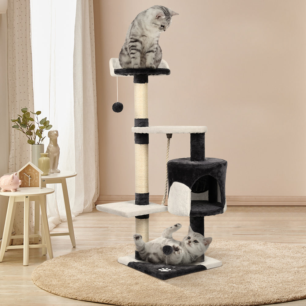 Deluxe 112cm Multi-Level Cat Tree with Scratching Posts, Condo and Plush Perches
