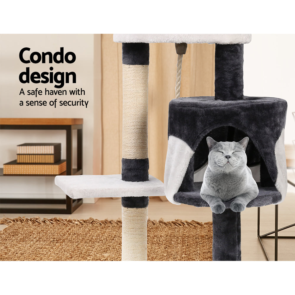 Deluxe 112cm Multi-Level Cat Tree with Scratching Posts, Condo and Plush Perches