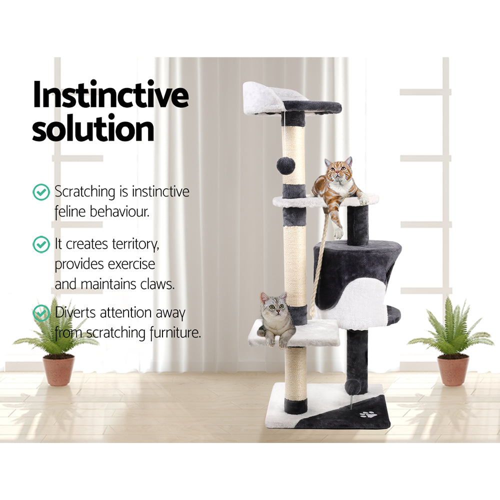 Deluxe 112cm Multi-Level Cat Tree with Scratching Posts, Condo and Plush Perches
