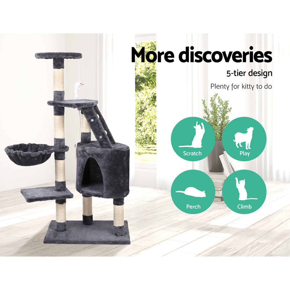 Multi-Level Cat Tree Tower with Scratching Posts and Cozy Condo for Feline Fun - 120cm Dark Grey