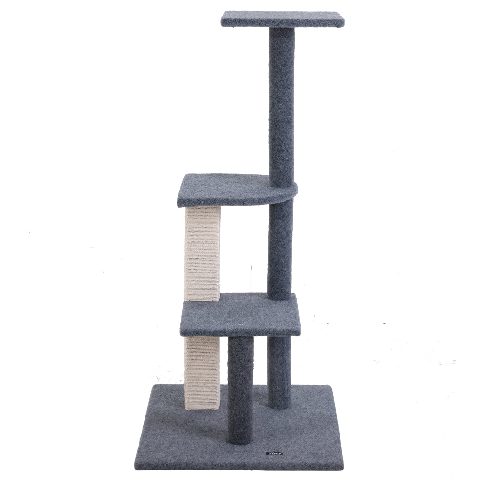 Feline Paradise 124cm Cat Tree with Scratching Posts and Cozy Condos for Play and Relaxation